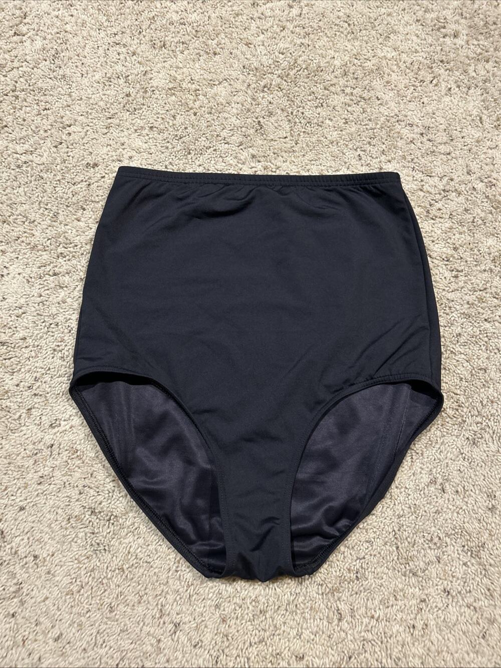 Lands End size 12 Swim Bottoms Ultra High Waist Bikini Briefs Black HTF G26